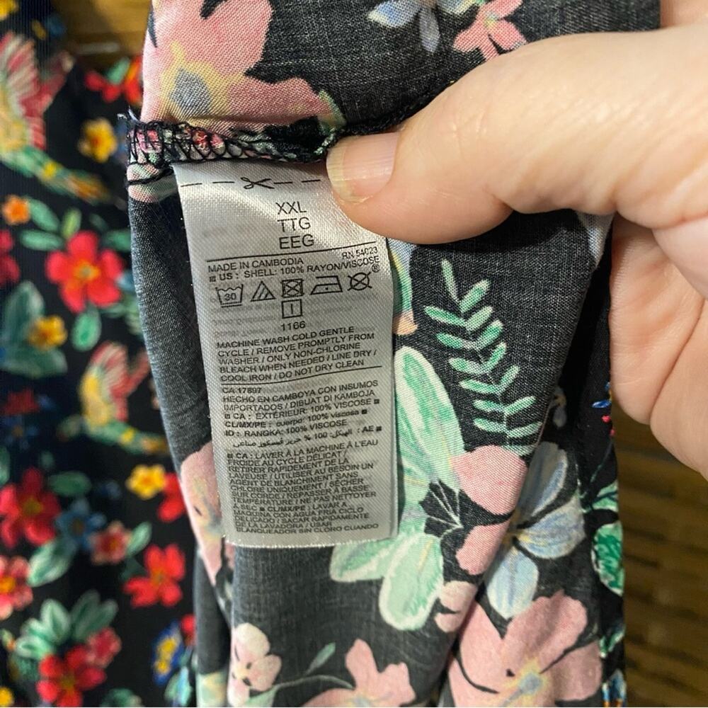 Old navy black Floral Sleeveless Dress resort wear plus size tropical XXL - Picture 7 of 7